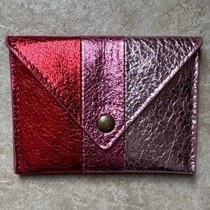 Anthropologie Red and Pink Metallic Wallet
